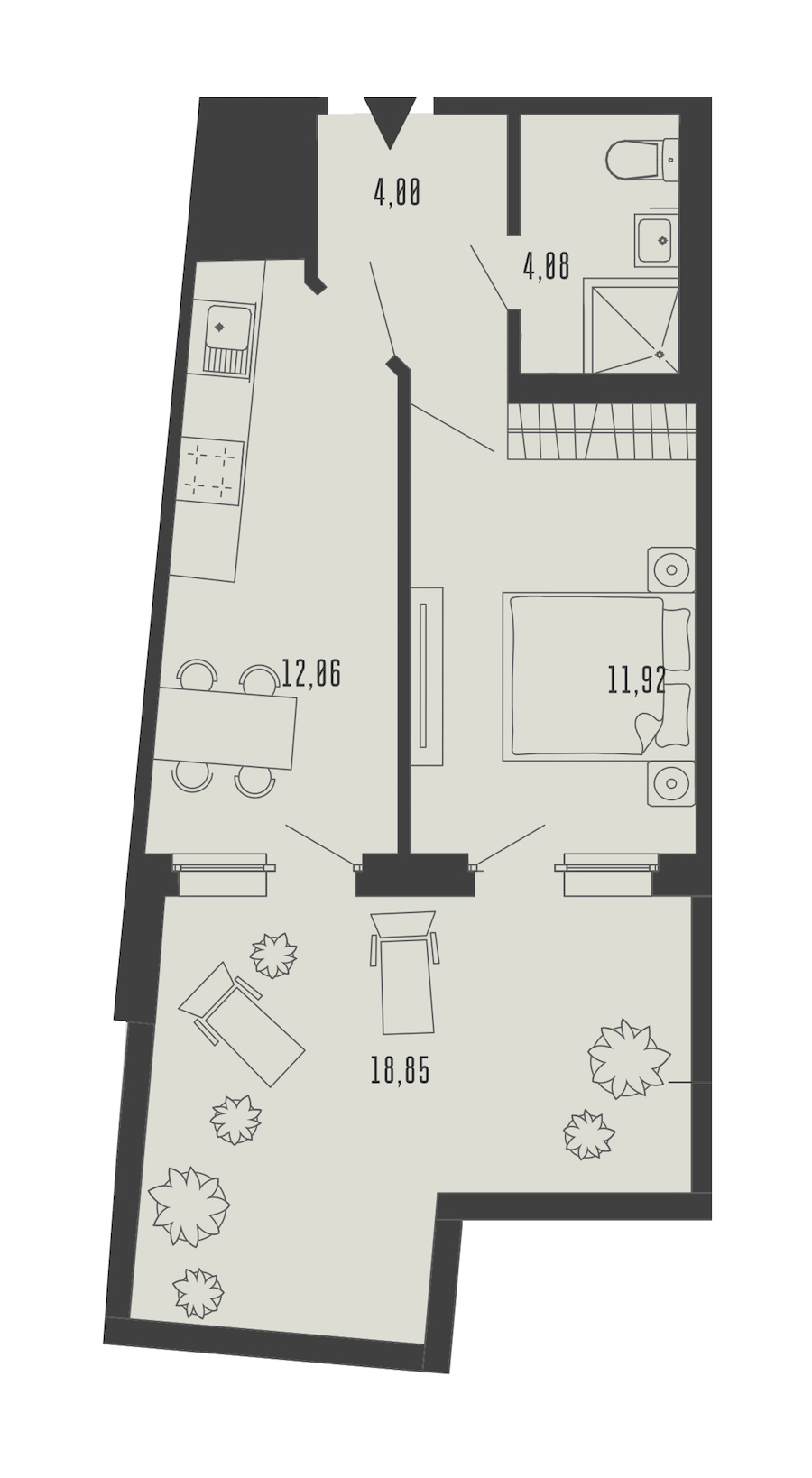 1-комнатная квартира 37.72 м², 1/5 эт., Комплекс апартаментов «Bereg. Курортный»